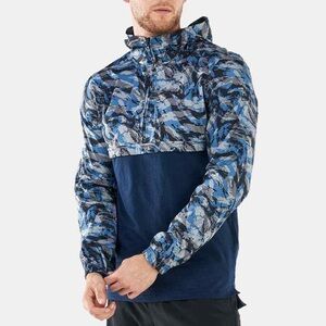 Under Armour Mens Lightweight Windbreaker Pullover Camo Blue Medium